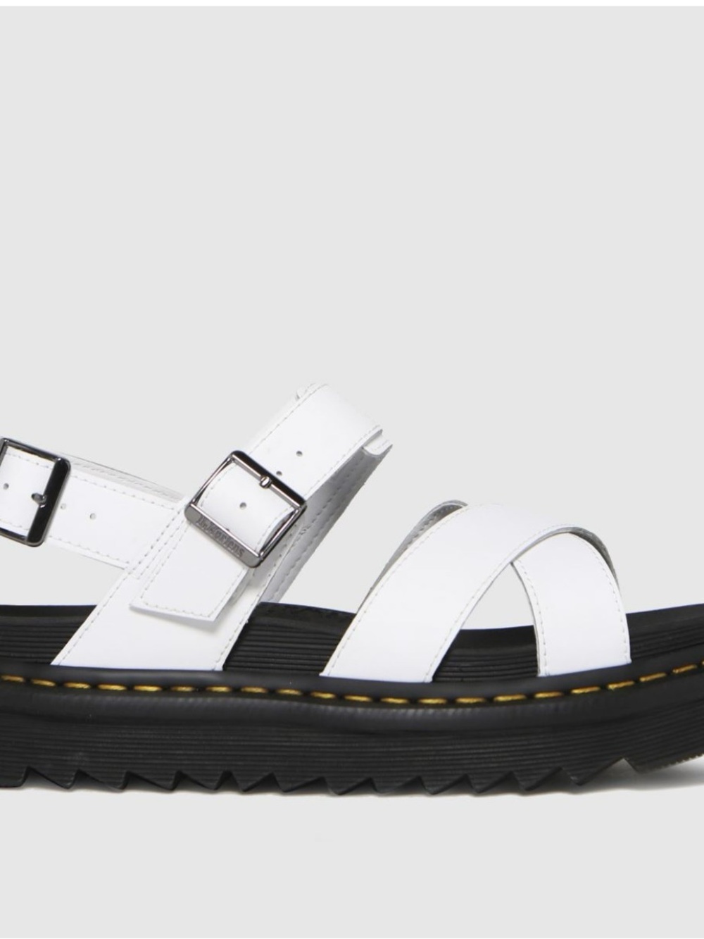 White Leather Strappy Women's Sandal with Buckle Dr Martens Doc Martens